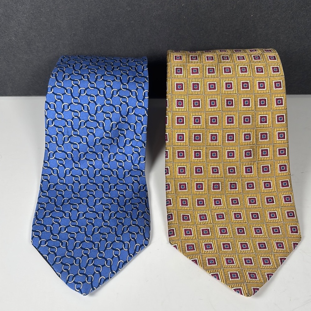 (2) Brooks Brothers 346 Silk Ties Blue and Gold